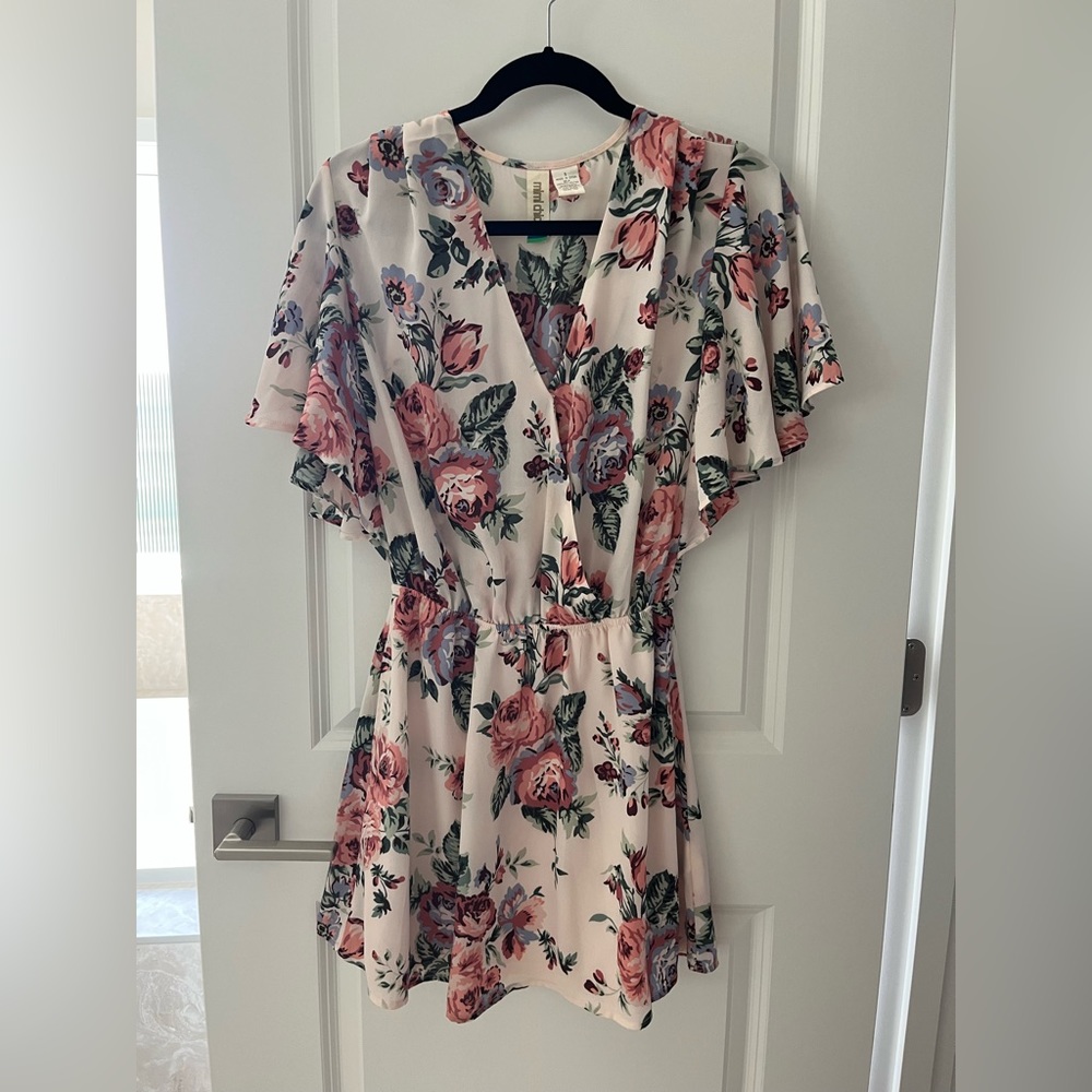 Pink Floral Print Dress
